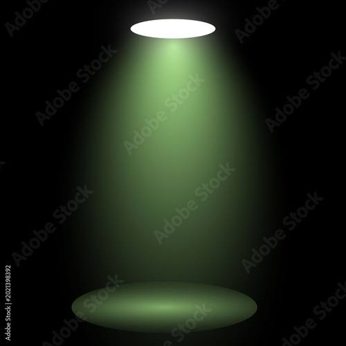 Illuminated Stage: A dramatic spotlight casts a vibrant yellow glow onto a shadowed stage, creating a striking contrast of light and dark.