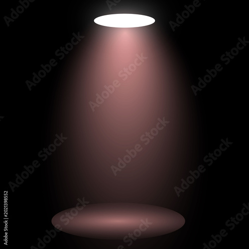 Illuminated Stage: A dramatic spotlight casts a vibrant yellow glow onto a shadowed stage, creating a striking contrast of light and dark.