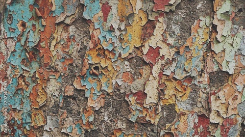 Foto Close-up of peeling colorful paint on a surface.
