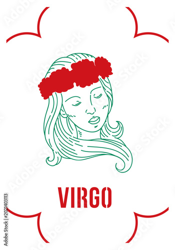 Tableau sur toile Elegant female illustration with floral headpiece t-shirt design