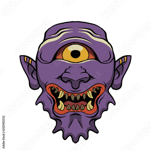 Foto Whimsical one-eyed creature illustration for graphic design
