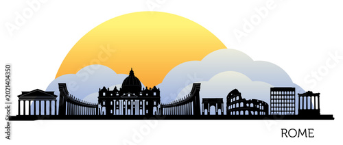 Canvas Print Stylized rome skyline silhouette design