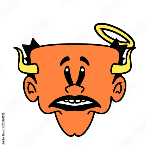 Φωτογραφία Witty cartoon character with devil horns and angel halo