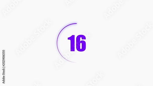 21 seconds countdown timer black color circle animation with transparent white background. Abstract beautiful countdown icon blue from 21 seconds to 0 seconds. 