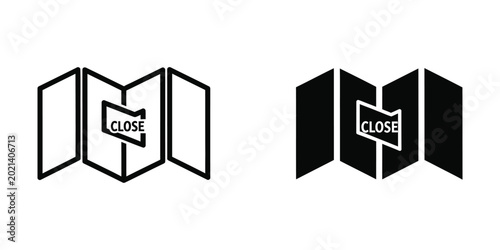 Bilde på lerret Close folder icon with shut doors design in black and white style