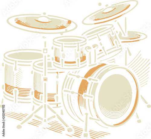 Photos Stylish drum set illustration