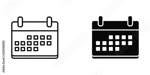 Minimalist calendar icon with empty and filled date squares