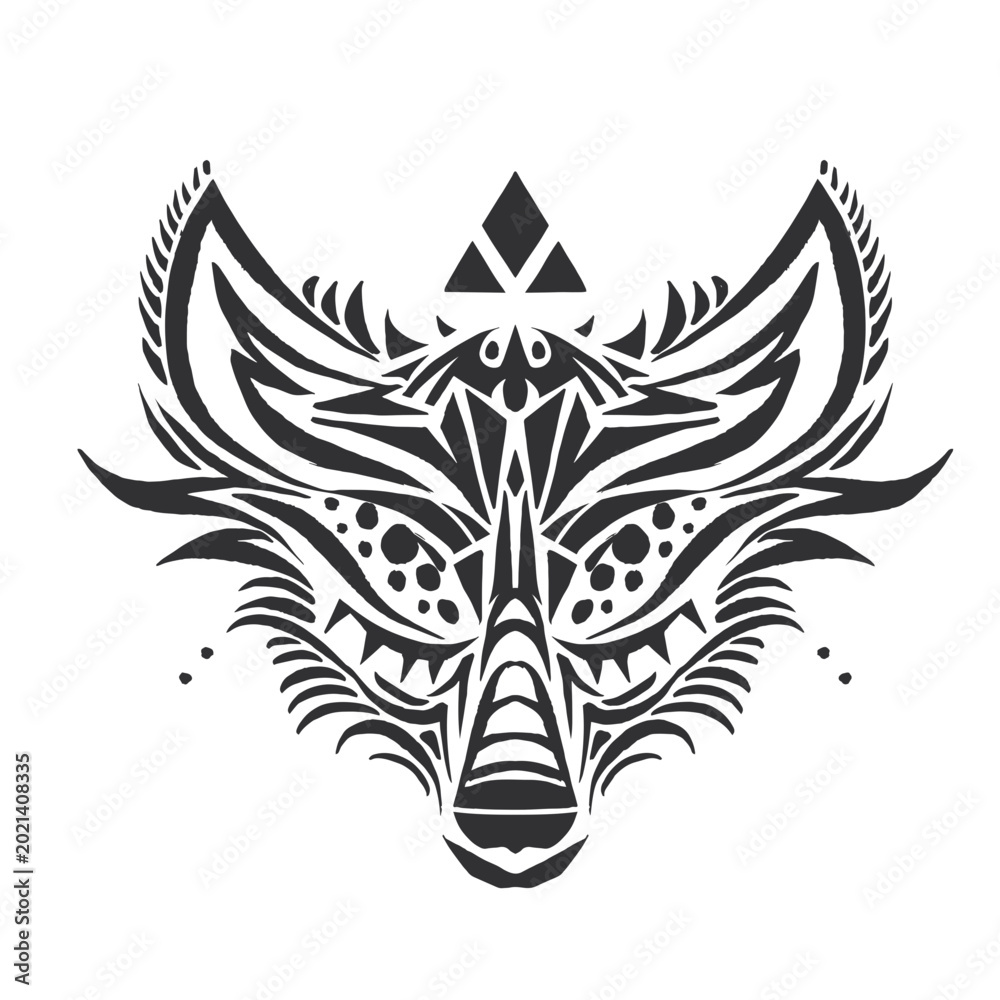 Fototapeta premium Stylized geometric fox head illustration design