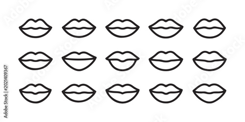 Foto Minimalist lip line icons set featuring identical mouth shapes for design elements and facial feature symbols