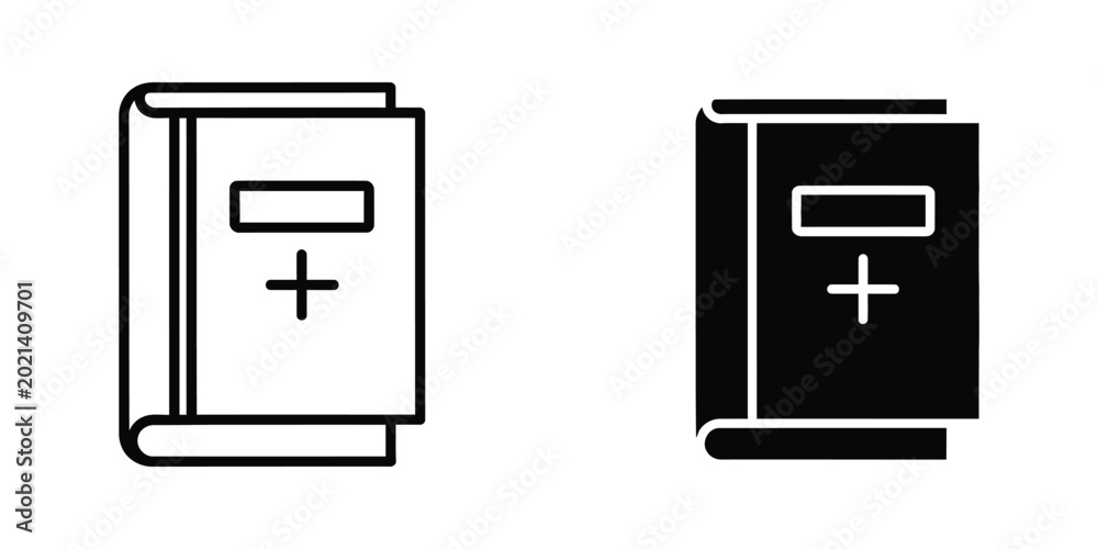 Fototapeta premium Open closed book icons with plus sign