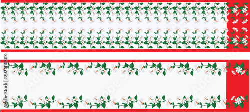 parijat flower saree, saree design illustration, seuly ful saree