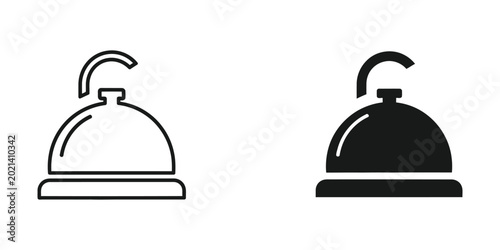 Bild auf Leinwand Black and white bellhop call button icons set