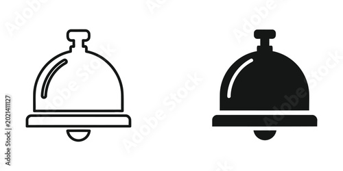 Two bell icons in outline and filled styles for hotel or notification use