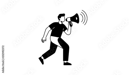 Photos Minimal megaphone person icon for communication and marketing vector illustratio