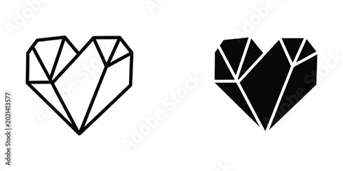 Geometric heart shapes made of diamonds in black and white