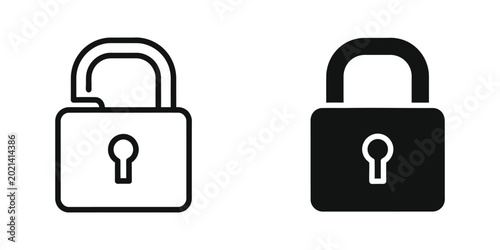 Slika na platnu Locked and unlocked padlock icons in simple black and white style