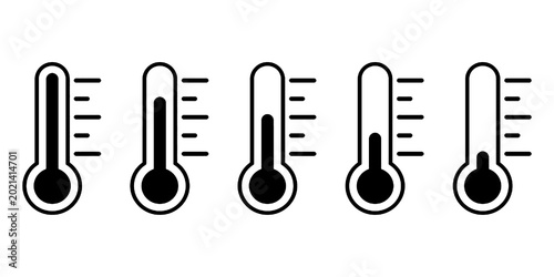 Photos Thermometer icon set. Temperature level indicator symbol.