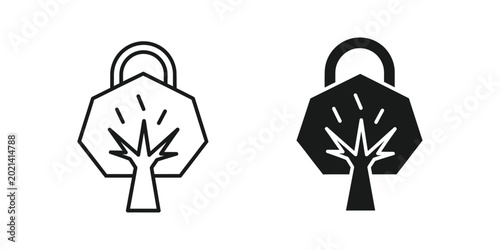 Photos Locked padlock with tree symbol design in two styles