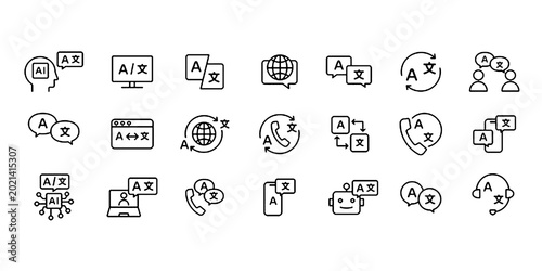 Schilderij op canvas Icon set related to language and translation