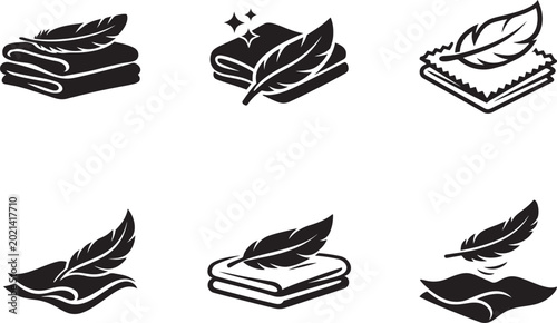 Foto Feather with cloth icon vector for soft fabric, textile, cleaning and lightweight material themes