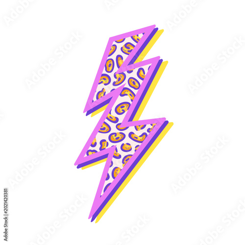 Leopard Lightning Bolt. Vector Illustration for printing, backgrounds, covers and packaging. Image can be used for greeting cards, posters, stickers and textile. Isolated on white background.