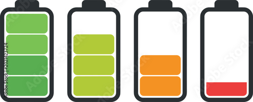 Four battery icons showing different charge levels