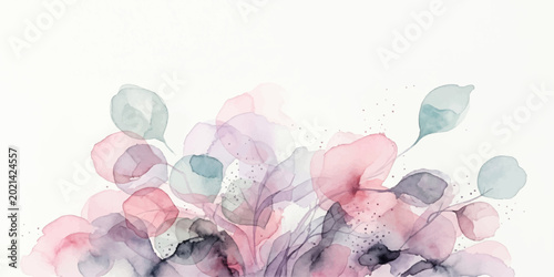 Obraz na plátně Abstract Watercolor Floral Design, delicate blooms in a pastel palette, evokes a sense of serenity and elegance