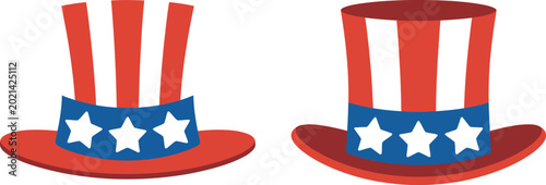 Canvastavla Patriotic, Uncle Sam hats for Fourth of July celebration, American independence day vector illustration collection