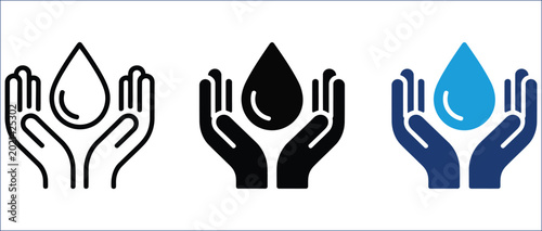 Bild auf Leinwand Water care hands sign vector illustration