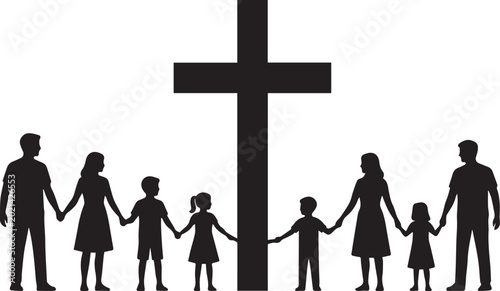 Foto Christian Community Unity Silhouette Around Cross