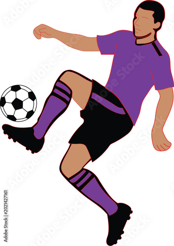 Football Player Kicking Soccer Ball Sport Vector Illustration