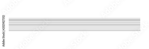 Realistic white long molding baseboard for wall or floor decor isolated on transparent background. Flat style wooden trim work skirting board, interior design domestic paneling. Vector Illustration.