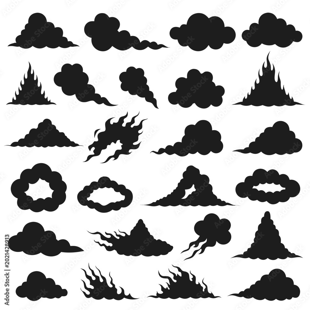 Fototapeta premium silhouettes of clouds vector design collection of various cloud shapes .vector icon