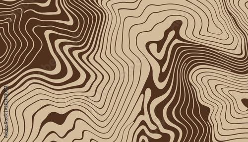Fotografie Brown Topographical Contour Line and Geographic Map Pattern Background