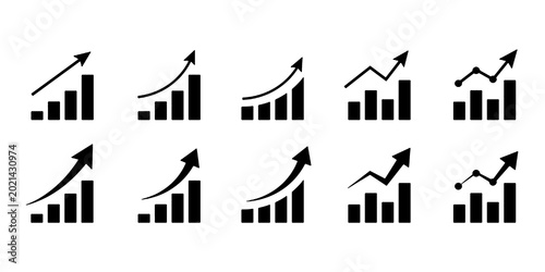 Bild auf Leinwand Arrow, graph, growth, increase, business chart icon illustration