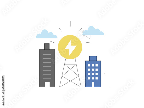 mart Energy Technology Icon Vector – Electric Power and Sustainable City Illustration