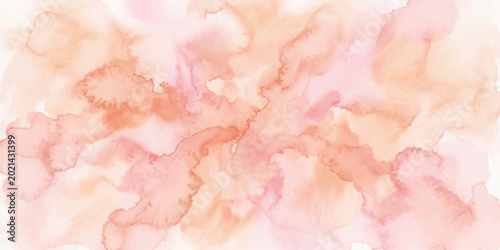 Tableau sur toile Elegant watercolor wash in soft shades of pink and orange, showcasing fluid artistry and gentle color palettes