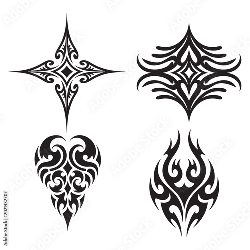 Minimalist Black Silhouette Decorative Tribal Motif Collection