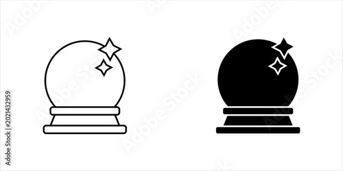 Foto Magic crystal ball icon set, outline and glyph style vector illustration