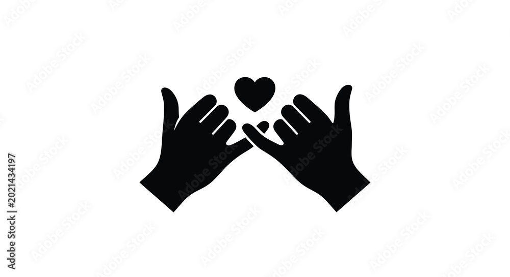 Obraz premium Hands holding heart shape love and care concept silhouette