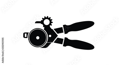 Tableau sur toile Pruning shears silhouette black garden tool on white background