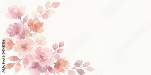 Konstfotografi Elegant watercolor blooms artfully decorate the corner of the frame, evoking a s