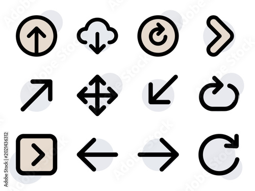 Dynamic Collection of Modern Rounded User Interface Arrows for Web and Mobile Navigation Design Elements - Vector Icon Set for Digital Projects