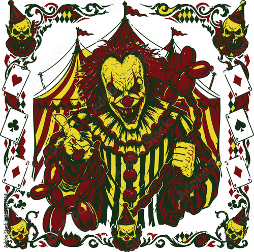 Creepy Killer Circus Clowns illustration