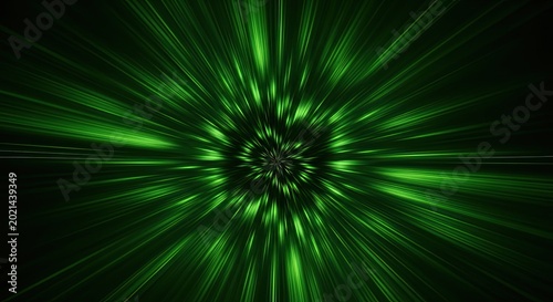 Abstract green light trails tunnel effect digital illustration
