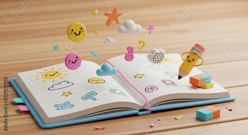 Colorful stickers and stationery on table.