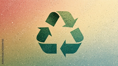 Grunge Recycle Symbol on Gradient Colorful Background with Texture