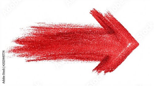 Red paint brushstroke arrow pointing right on white background