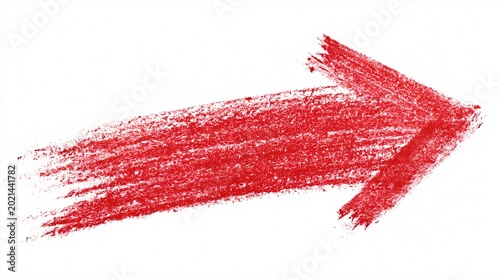 Red Paint Brush Stroke Arrow Pointing Right on White Background