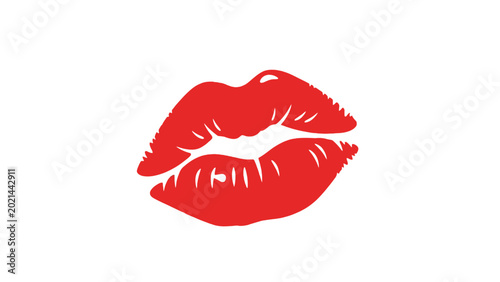 Red lips kiss mark icon.